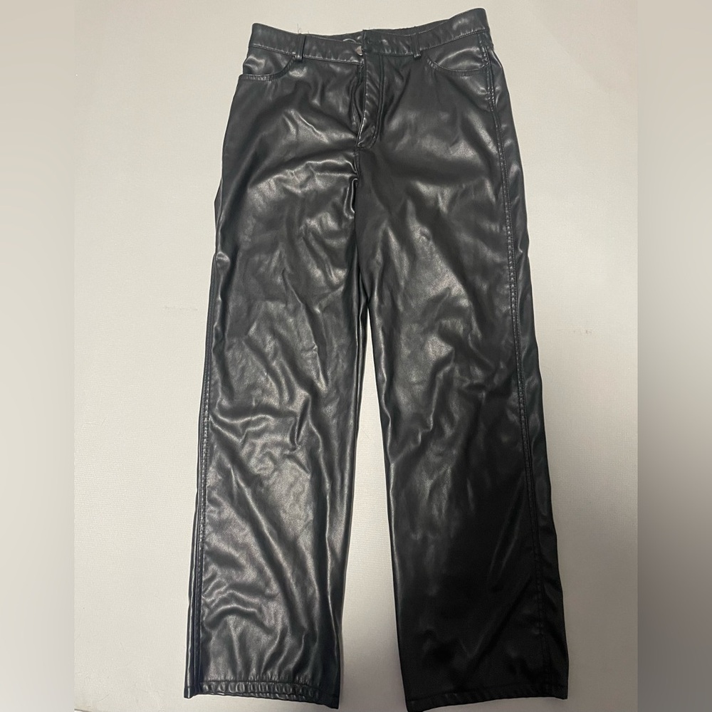 Faux Leather Straight Leg Pants
